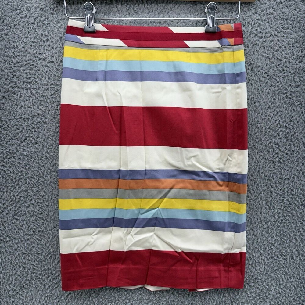 BODEN Women's 2P Multicolor Striped Straight Pencil Skirt 27" Back Slit Zipper